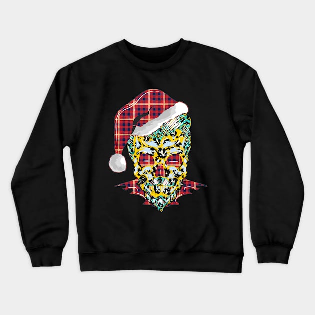 Christmas Cheetah Skull/ Buffalo Xmas Skull Crewneck Sweatshirt by UranusArts